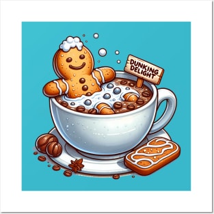 Dunking Delight - Gingerbread cookie and coffee Posters and Art